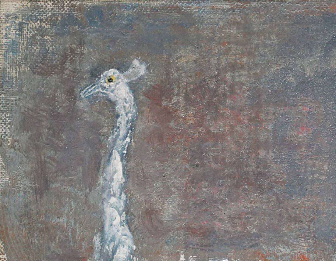 橋本三郎「白孔雀」油絵・F4号 拡大画像1