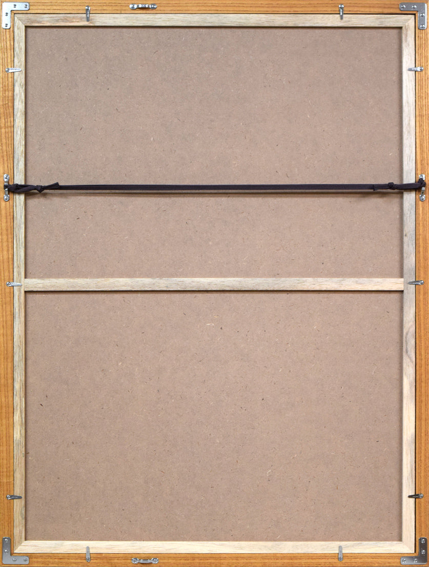 橋口五葉「化粧の女」木版画 額縁裏側画像