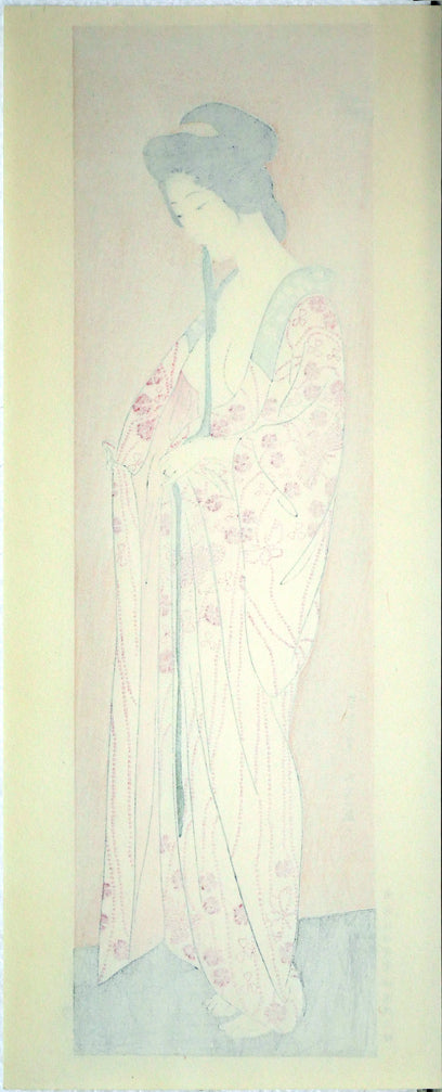 橋口五葉「長襦袢の女」木版画 作品シート裏側画像