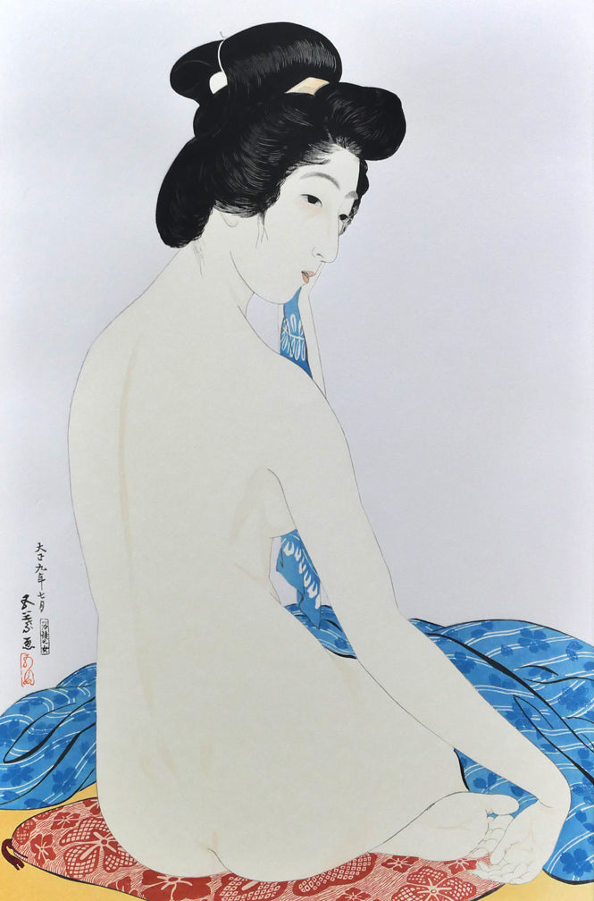 橋口五葉「浴後之女」木版画 作品全体拡大画像