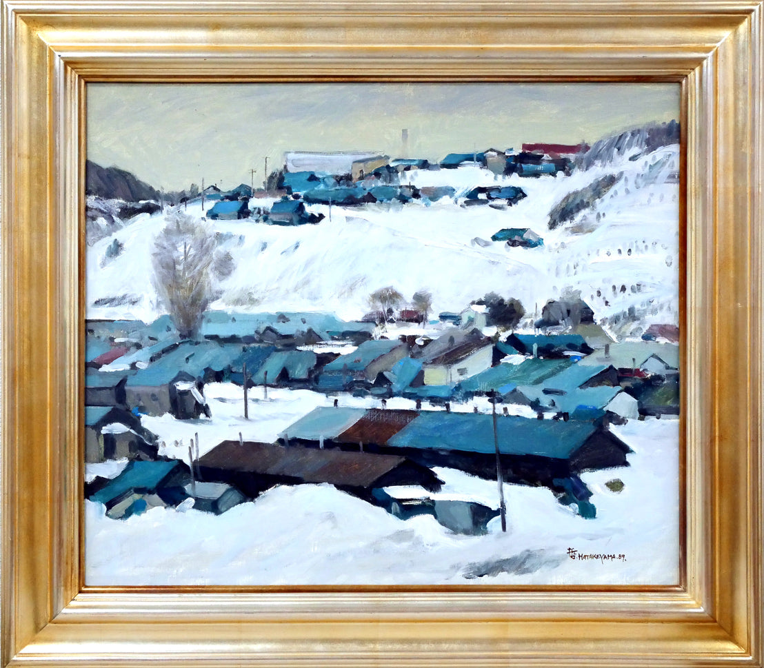 畠山哲雄「夕張冬景色」油絵・F10号