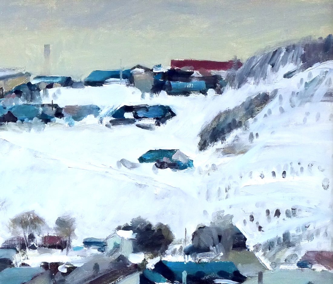 畠山哲雄「夕張冬景色」油絵・F10号 拡大画像3