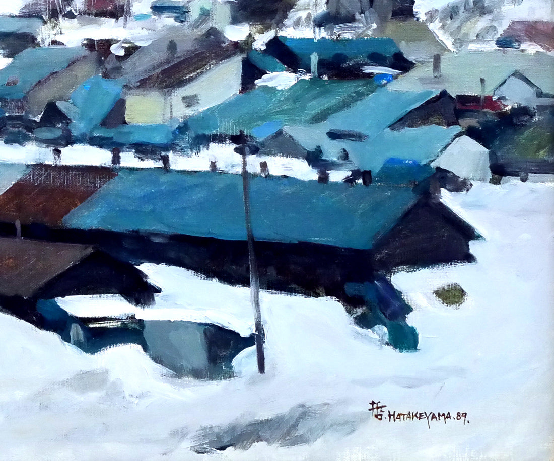 畠山哲雄「夕張冬景色」油絵・F10号 拡大画像5