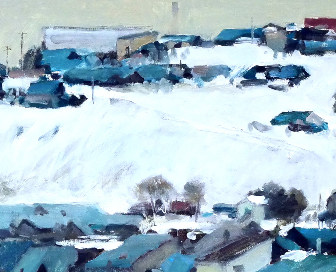 畠山哲雄「夕張冬景色」油絵・F10号 拡大画像2