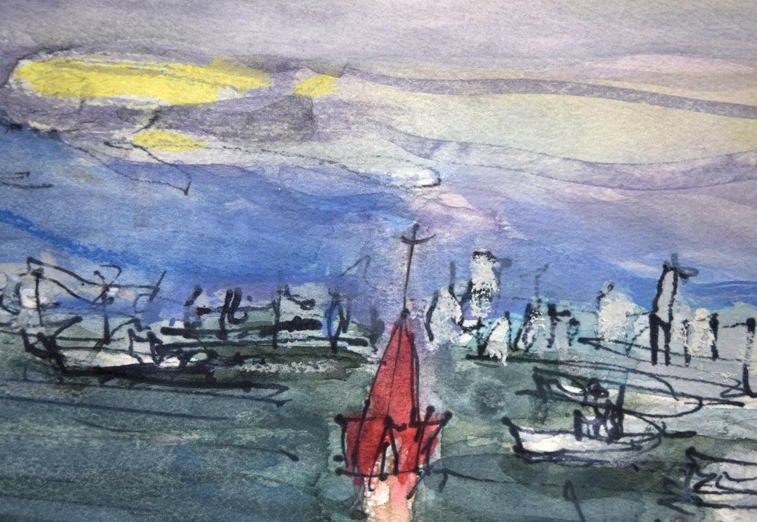 波多野清一「函館(ハリストス正教会)」水彩画・4号 拡大画像2