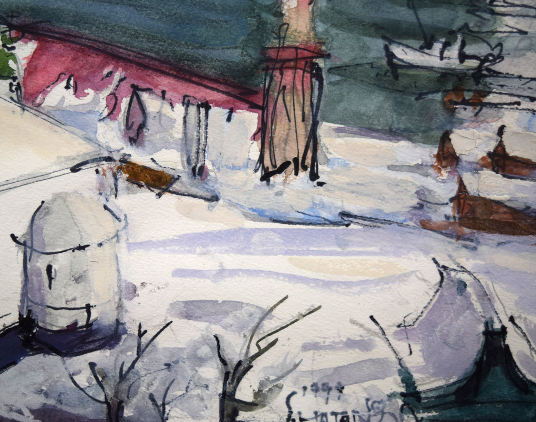 波多野清一「函館(ハリストス正教会)」水彩画・4号 拡大画像4