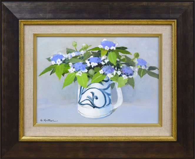 服部譲司「タマアジサイ」油絵・F4号