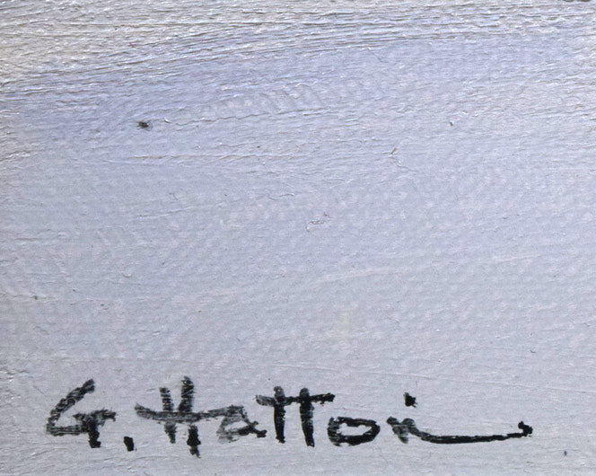 服部譲司「タマアジサイ」油絵・F4号 サイン拡大画像