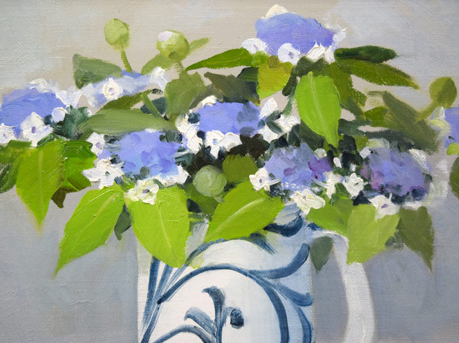 服部譲司「タマアジサイ」油絵・F4号 拡大画像3