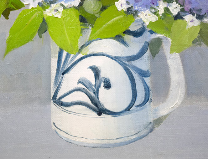 服部譲司「タマアジサイ」油絵・F4号 拡大画像4