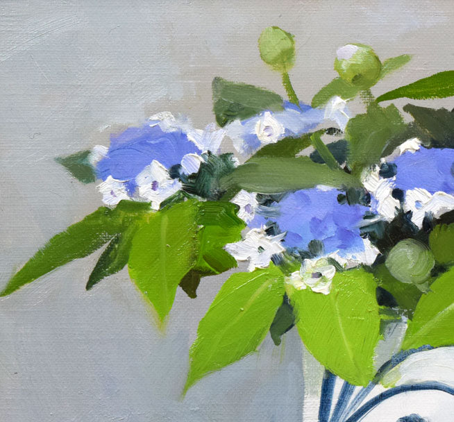 服部譲司「タマアジサイ」油絵・F4号 拡大画像1