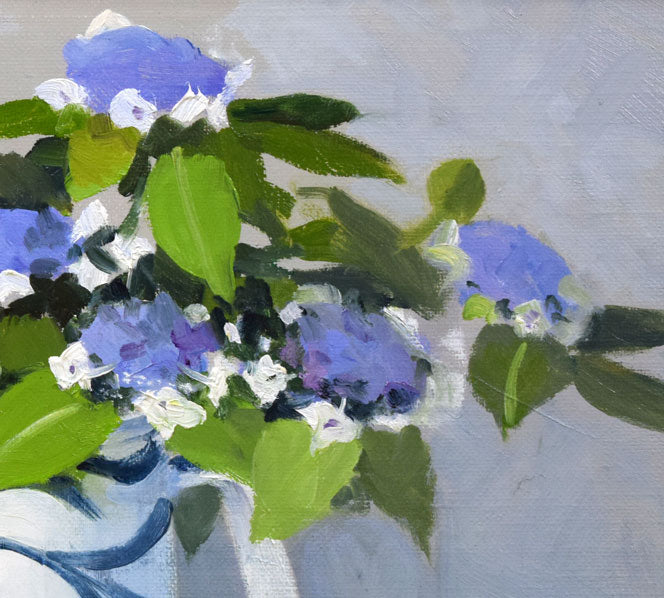 服部譲司「タマアジサイ」油絵・F4号 拡大画像2
