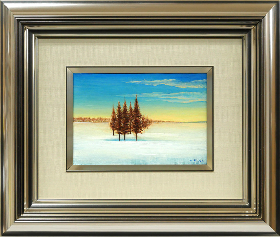 羽山雅愉「雪原風景」油絵・SM