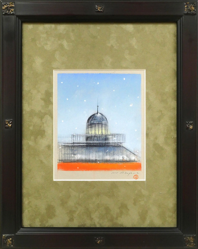 羽山雅愉「雪の夕(小樽)」パステル画