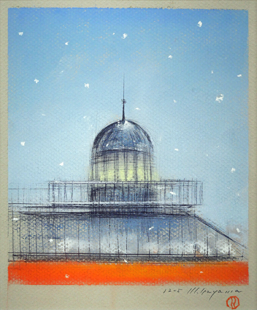 羽山雅愉「雪の夕(小樽)」パステル画 作品全体画像