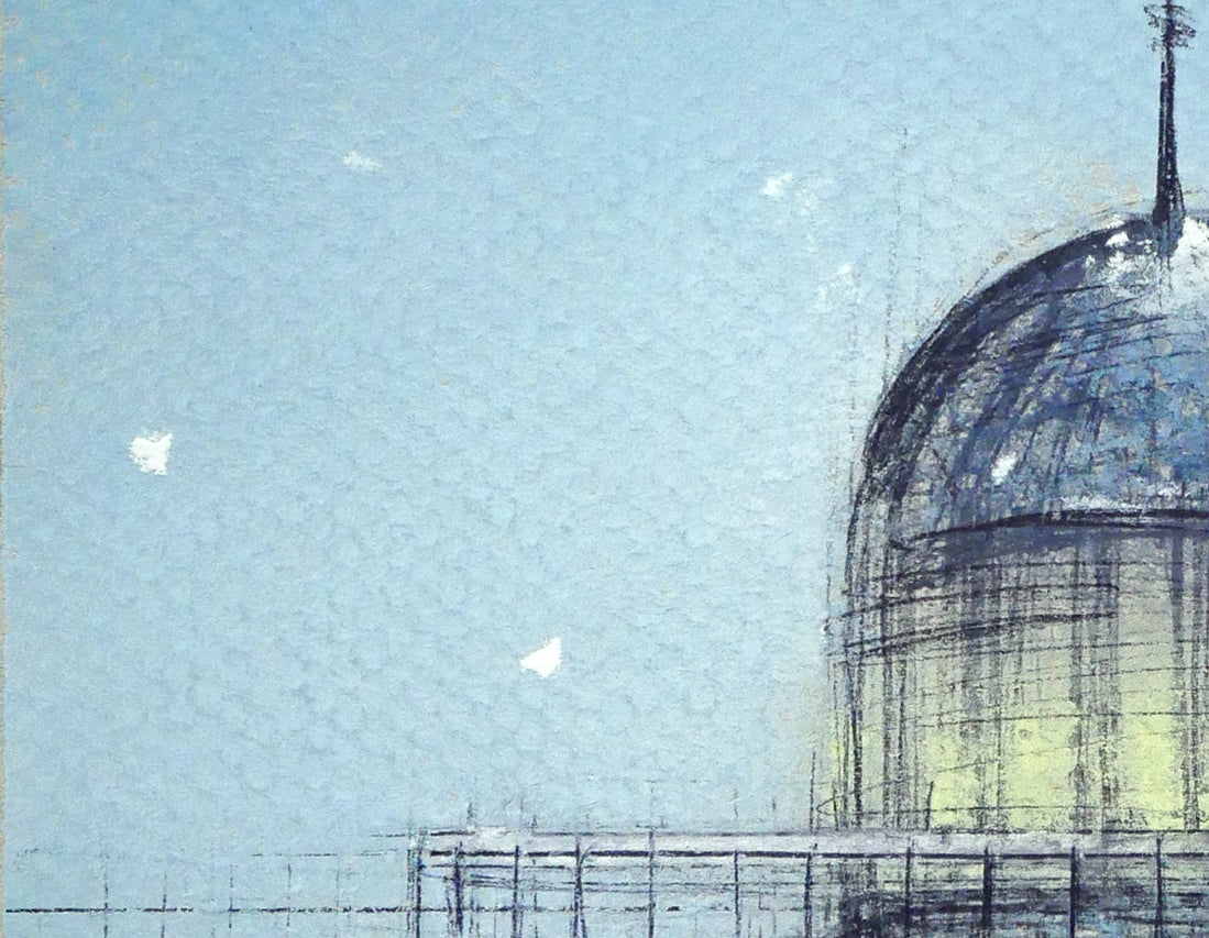 羽山雅愉「雪の夕(小樽)」パステル画 拡大画像3