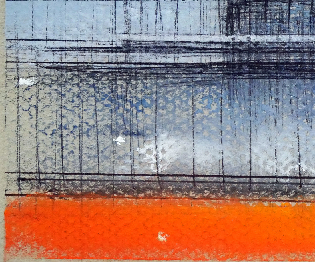 羽山雅愉「雪の夕(小樽)」パステル画 拡大画像5