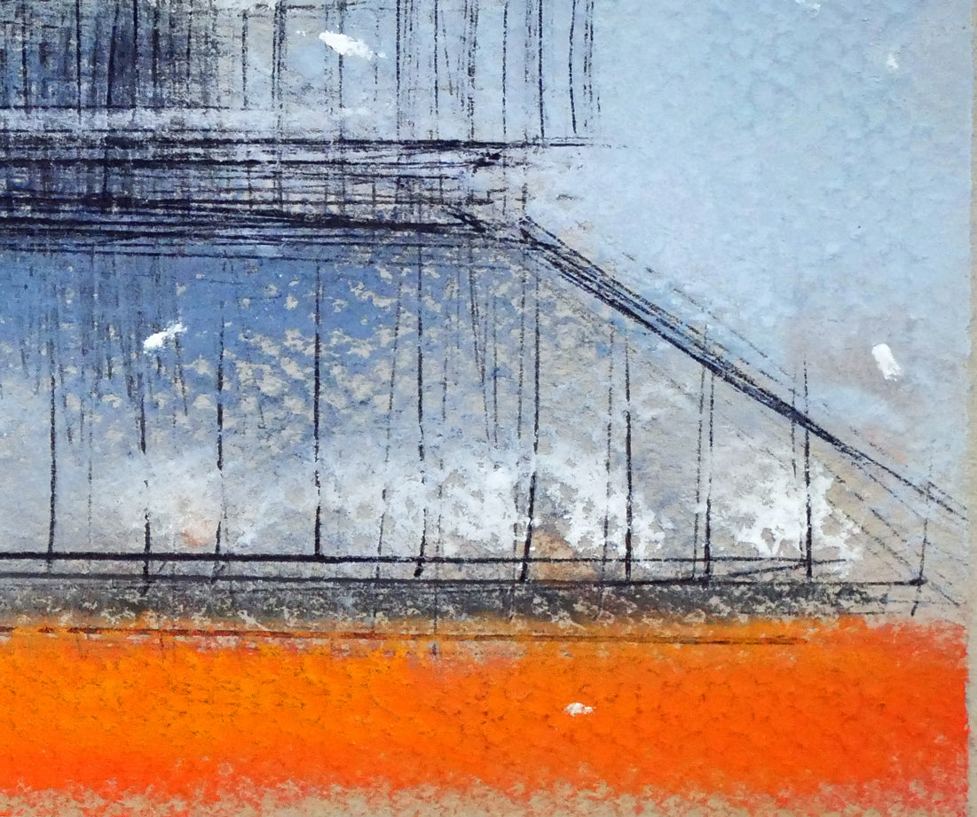 羽山雅愉「雪の夕(小樽)」パステル画 拡大画像6