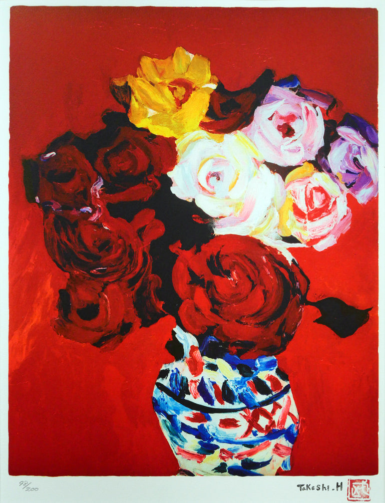 林武「薔薇」リトグラフ 作品全体画像