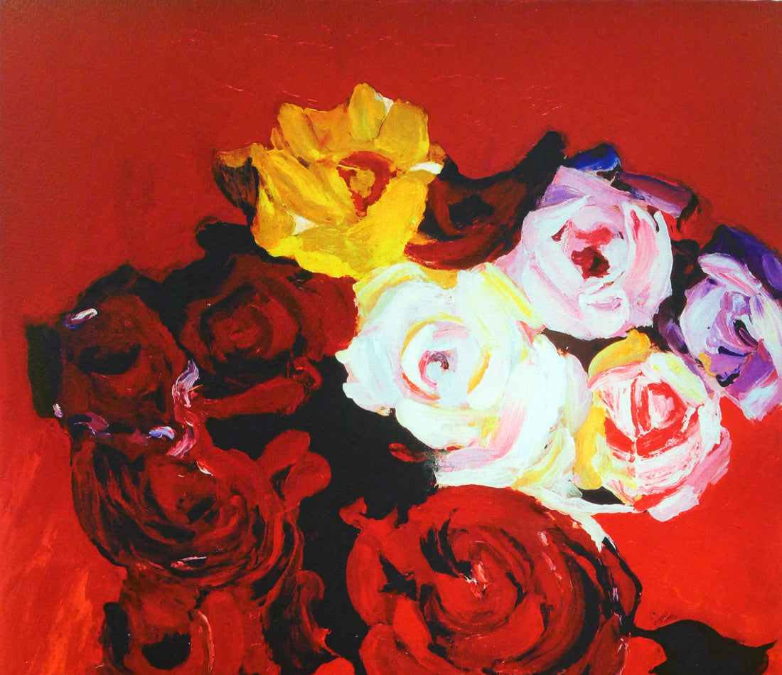 林武「薔薇」リトグラフ 拡大画像1