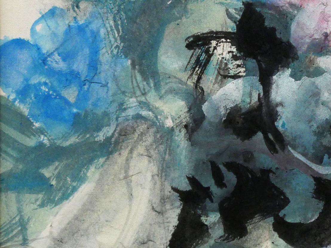 林武「花」墨・ガッシュ・紙 拡大画像3