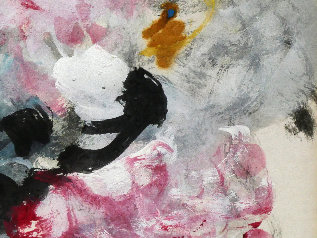 林武「花」墨・ガッシュ・紙 拡大画像4