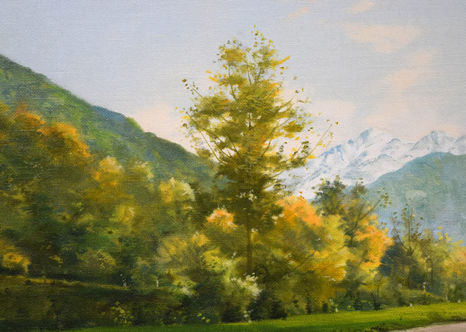 林朝路「スイス風景」油絵・P8号 拡大画像1