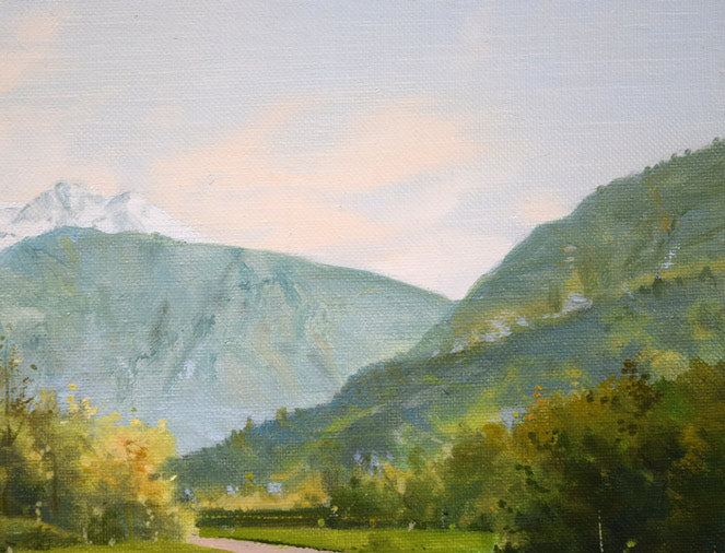 林朝路「スイス風景」油絵・P8号 拡大画像3