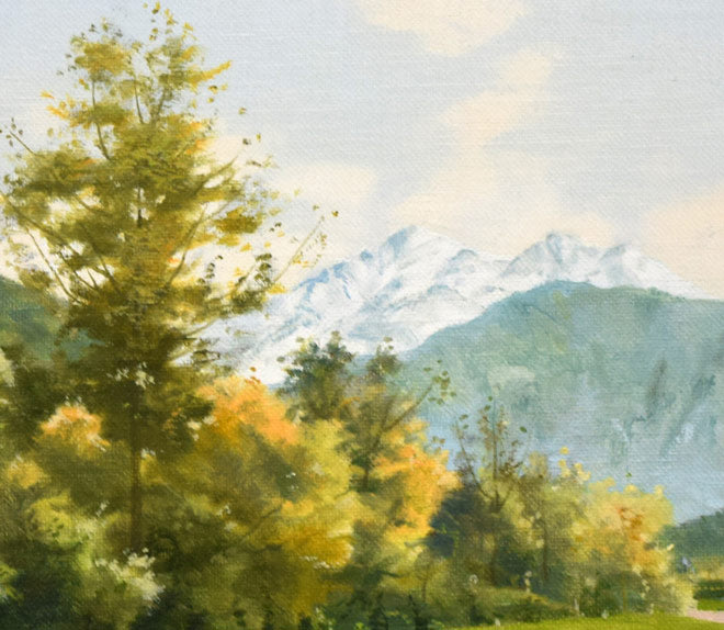 林朝路「スイス風景」油絵・P8号 拡大画像2