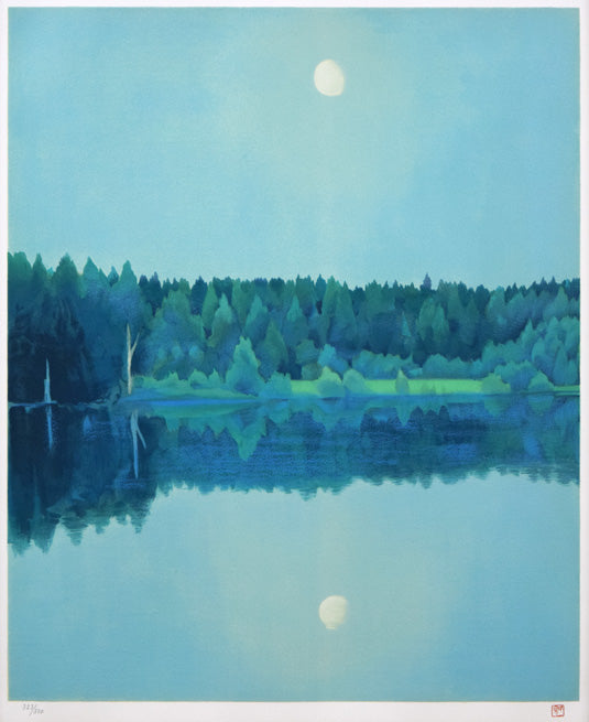 東山魁夷「二つの月(スケッチ)」リトグラフ(生前作) 作品全体拡大画像