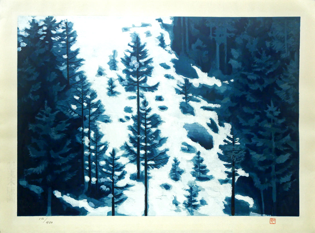 東山魁夷「雪の後」木版画 作品シート全体画像(表)