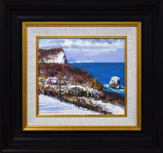 樋口洋「石狩の冬」油絵・色紙