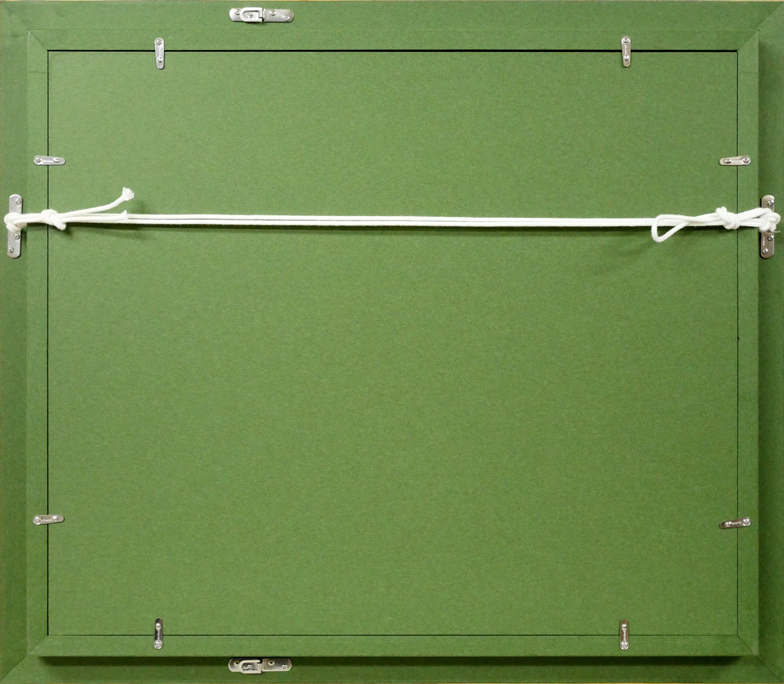 樋口洋「雪の東京駅」油絵・F8号 額縁裏側画像