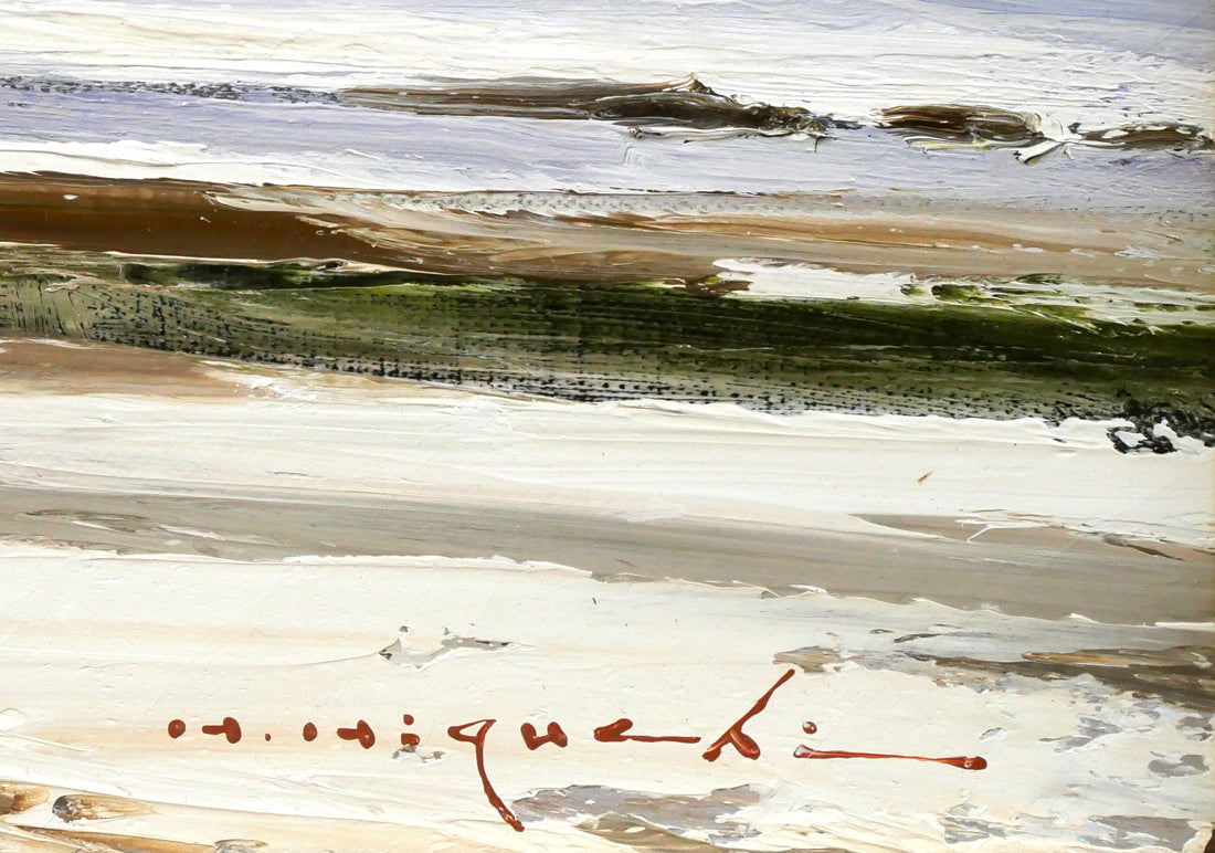 樋口洋「雪の東京駅」油絵・F8号 サイン拡大画像