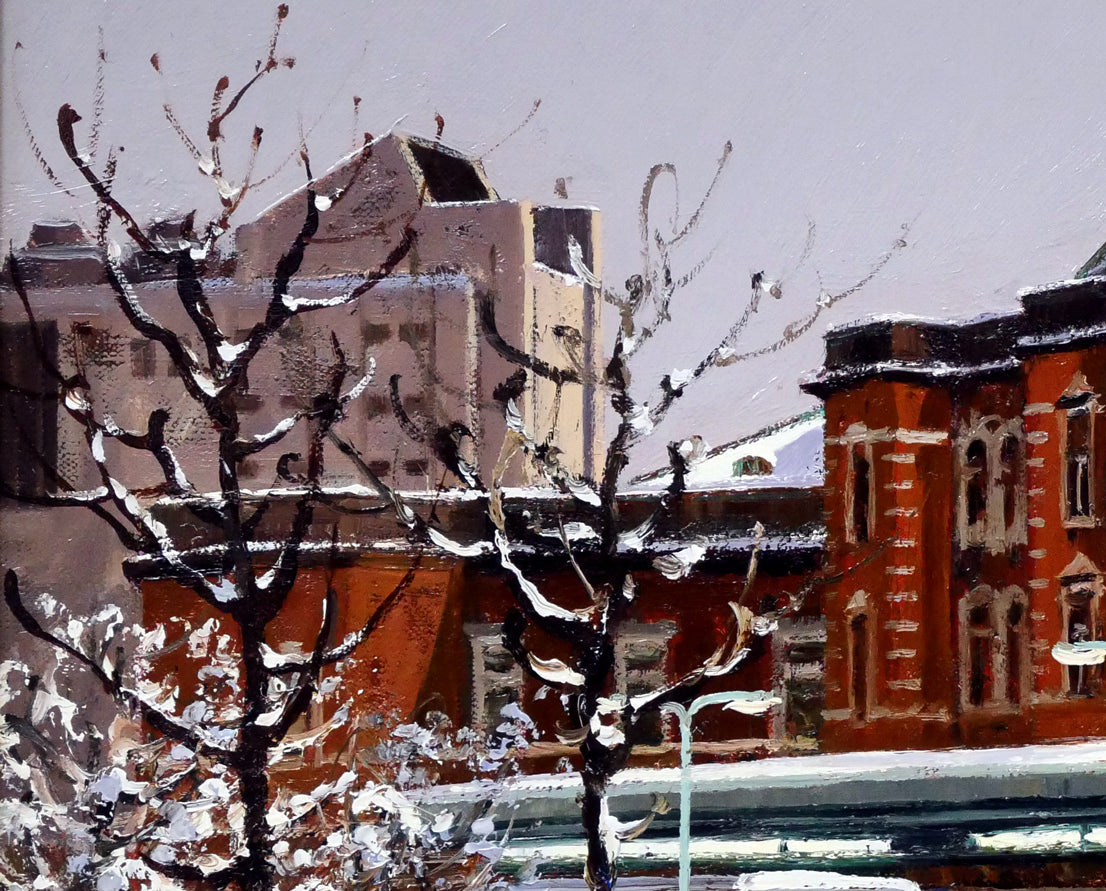 樋口洋「雪の東京駅」油絵・F8号 拡大画像2