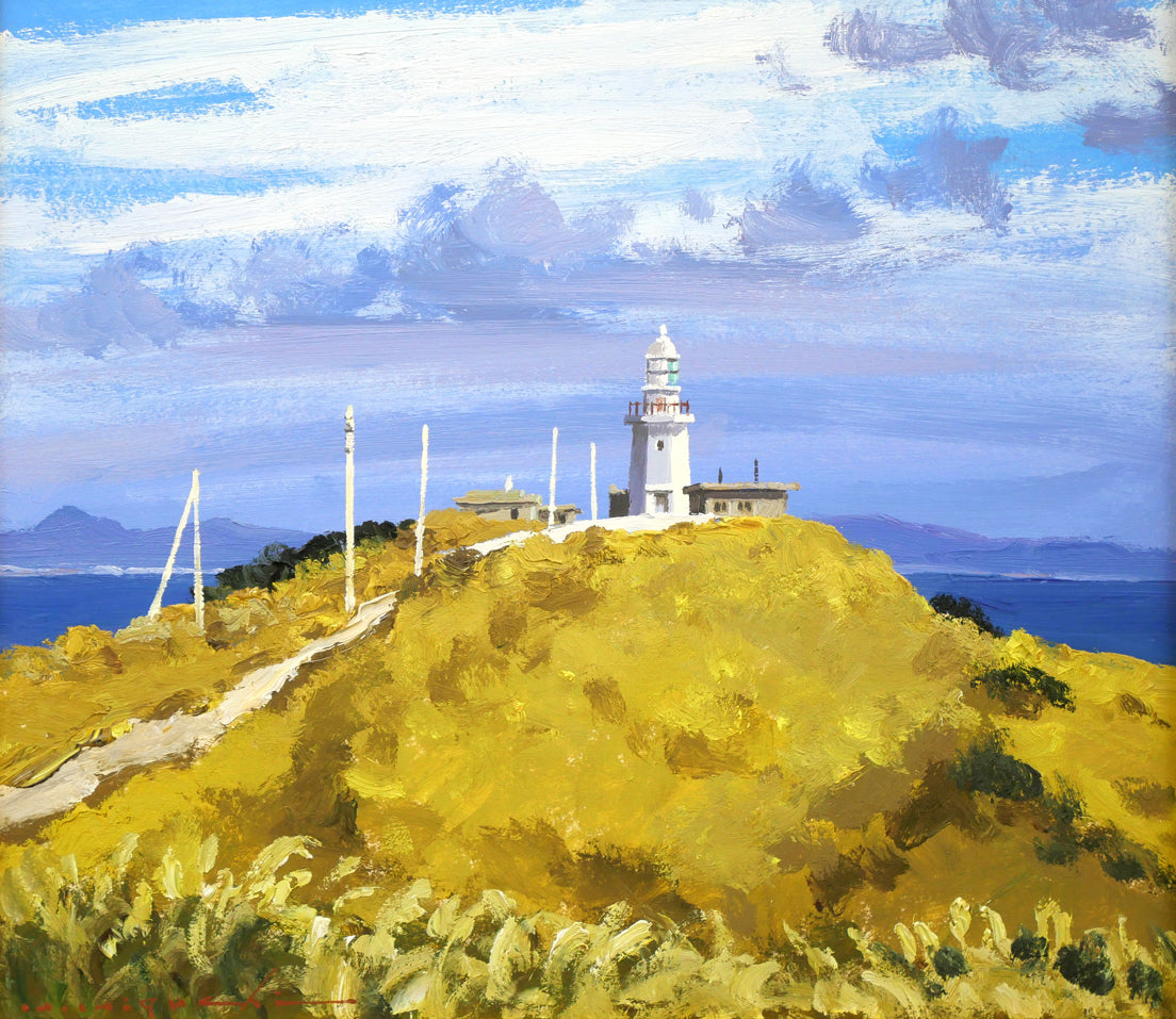 樋口洋「剱崎(三浦半島)」油絵・色紙 作品全体拡大画像