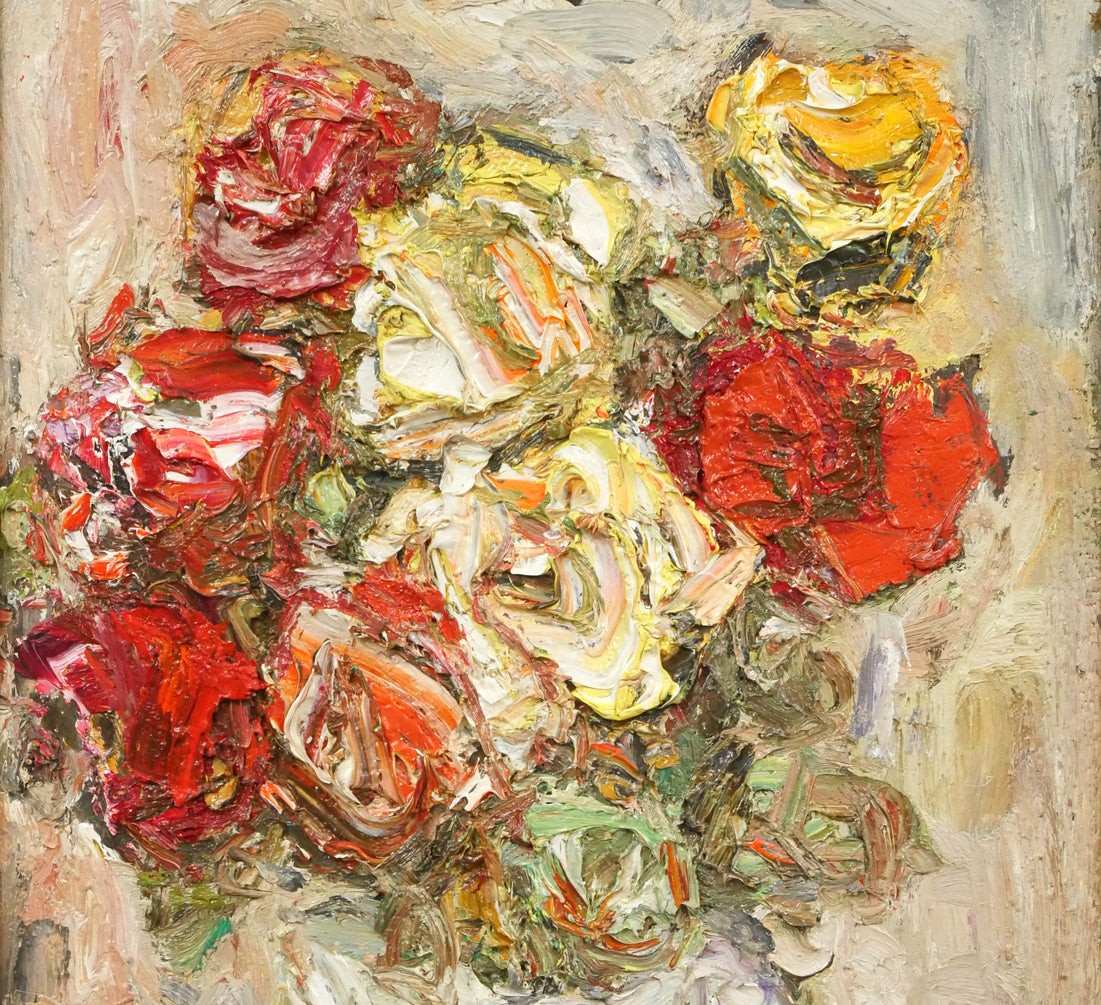 平沢喜之助「薔薇」油絵・F6号 拡大写真1