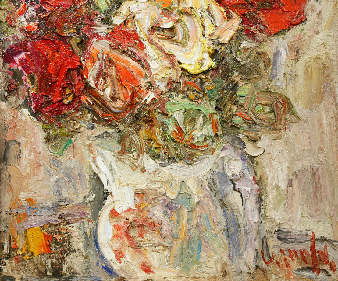 平沢喜之助「薔薇」油絵・F6号 拡大画像3