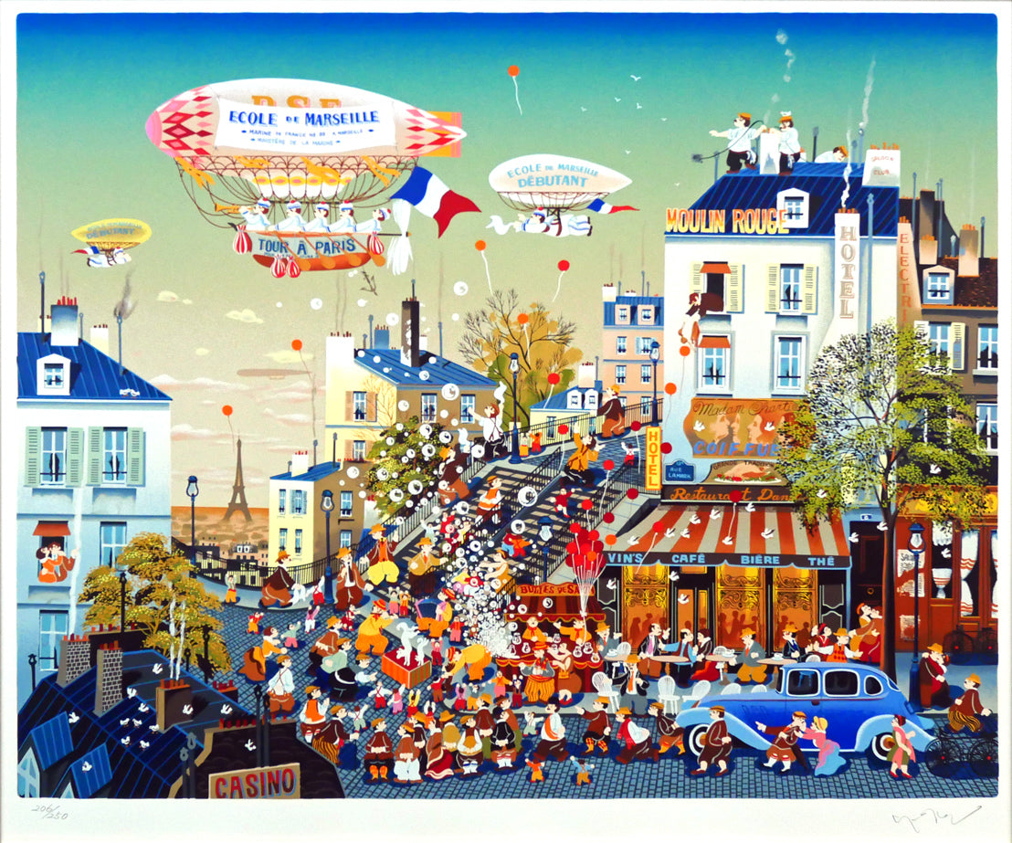 山形博導(ヒロヤマガタ)「エコール・ド・マルセイユ」シルクスクリーン版画 作品全体拡大画像