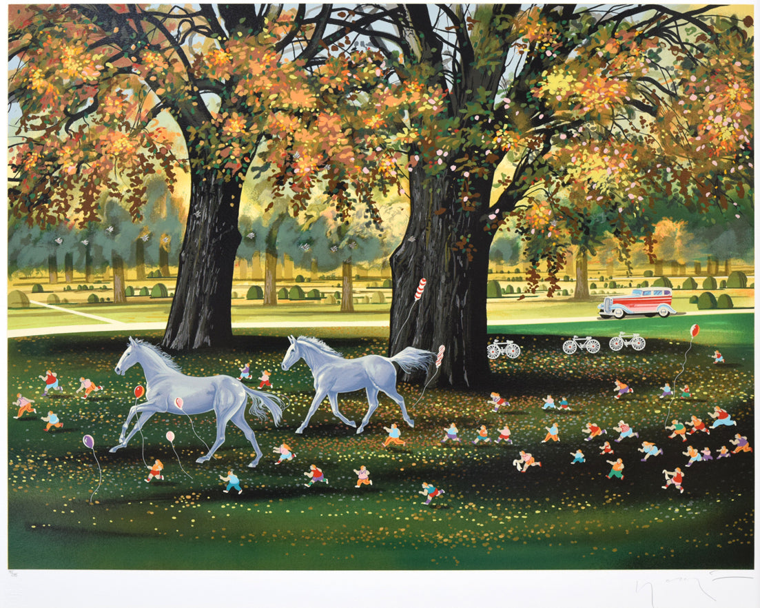 山形博導(ヒロヤマガタ)「秋の初めの日(ファースト・デイ・オブ・フォール)」シルクスクリーン版画 作品全体拡大画像