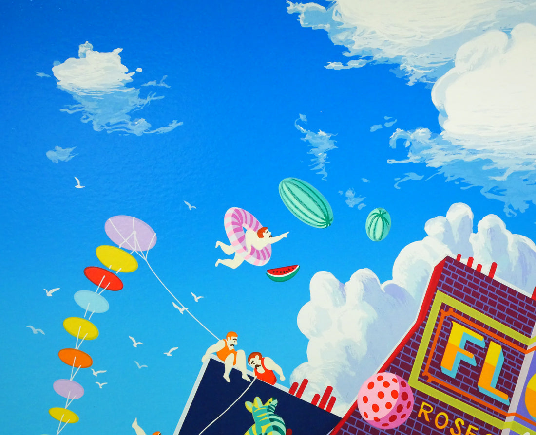 山形博導(ヒロヤマガタ)「凧(カイト)」シルクスクリーン版画 拡大画像1