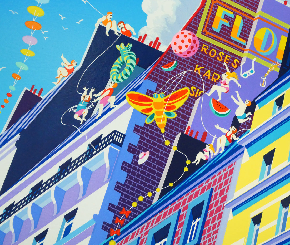 山形博導(ヒロヤマガタ)「凧(カイト)」シルクスクリーン版画 拡大画像3