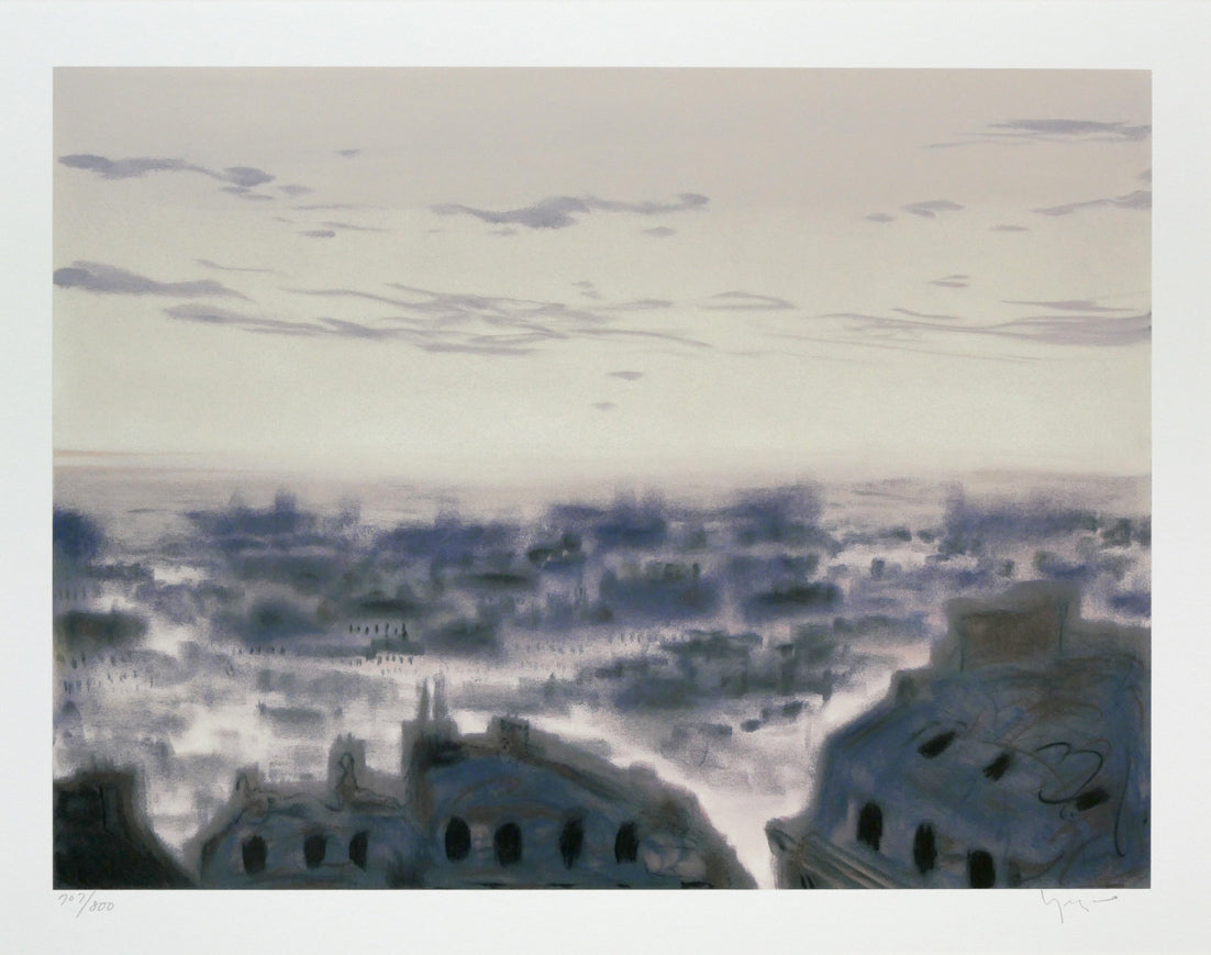 山形博導(ヒロヤマガタ)「モンマルトルの眺め」シルクスクリーン版画 作品全体画像