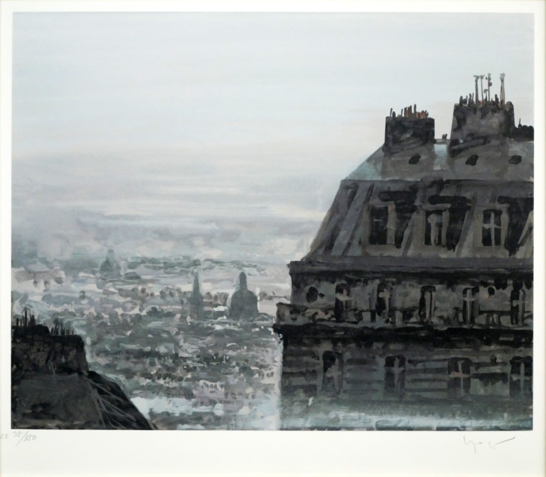 山形博導(ヒロヤマガタ)「パリの空の下」シルクスクリーン版画 作品全体画像