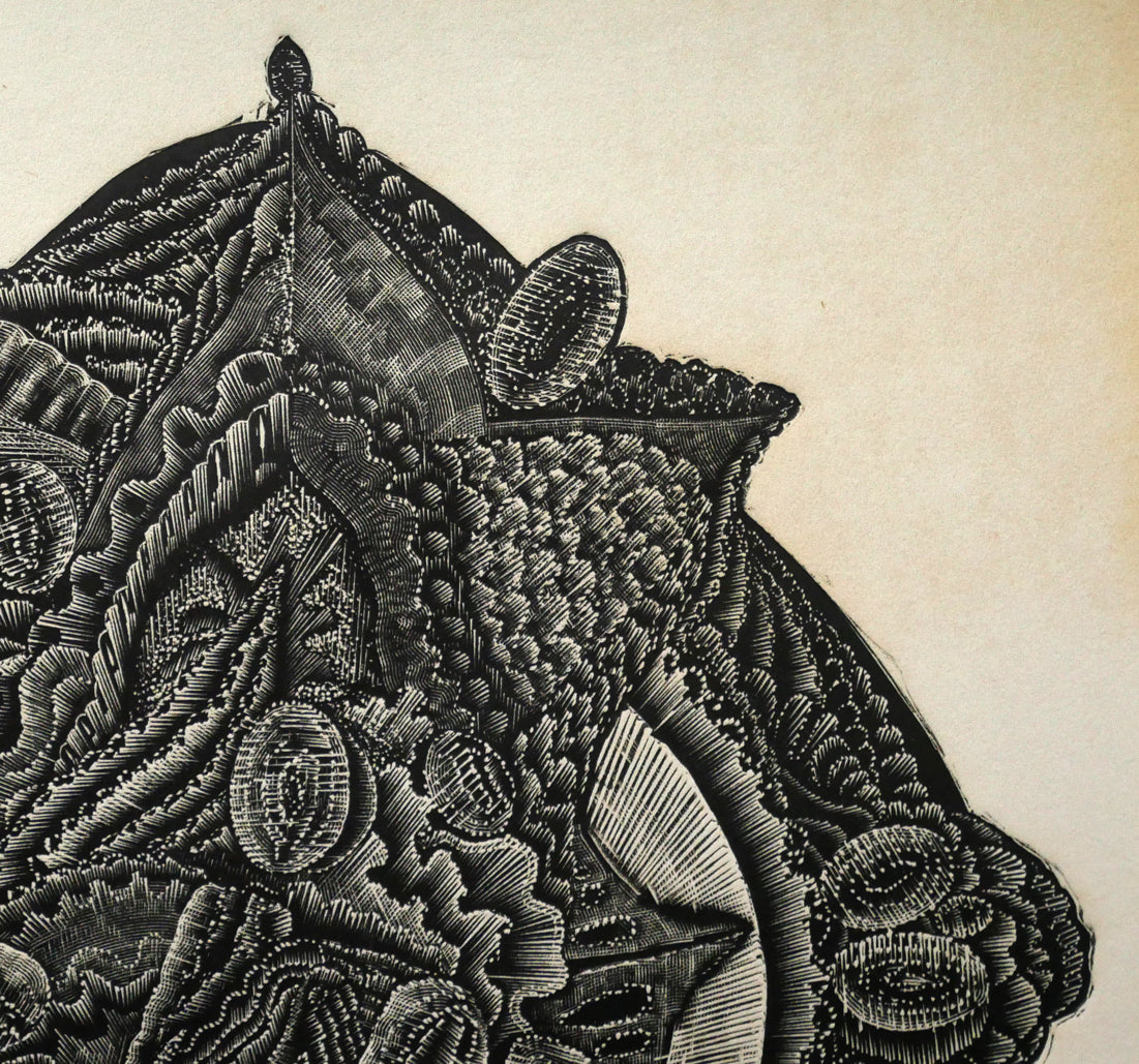 日和崎尊夫「脚」木口木版画 拡大画像2