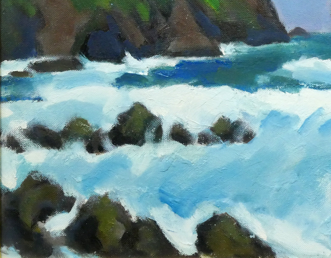 本田英夫「神威岬の荒磯(積丹)」油絵・F8号 拡大画像3