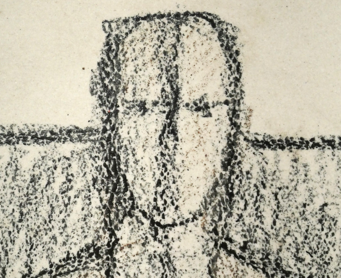 本田明二「けものを背負う男」陶板画レリーフ作品 拡大画像4