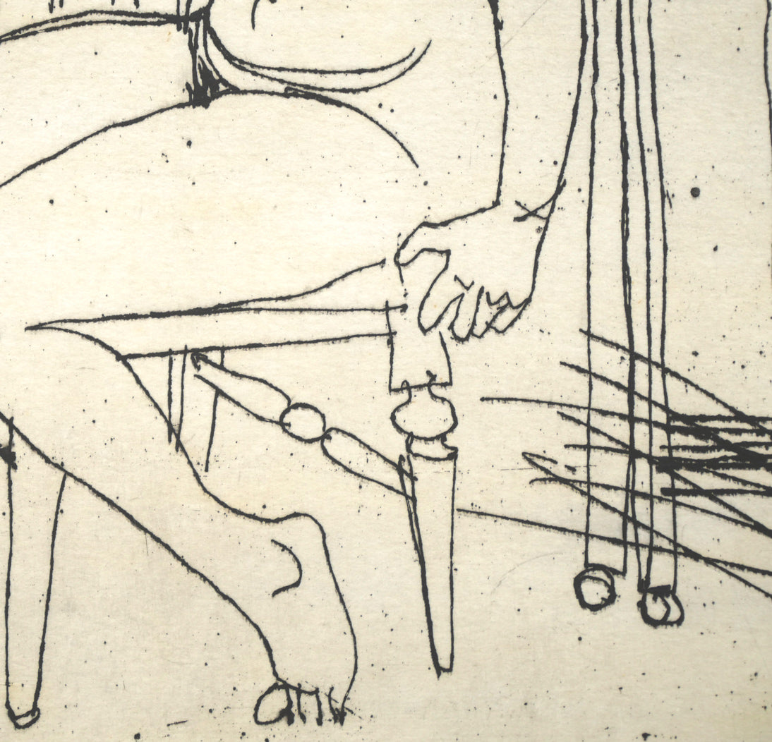 本田明二「アトリエのモデル」銅版画 拡大画像3