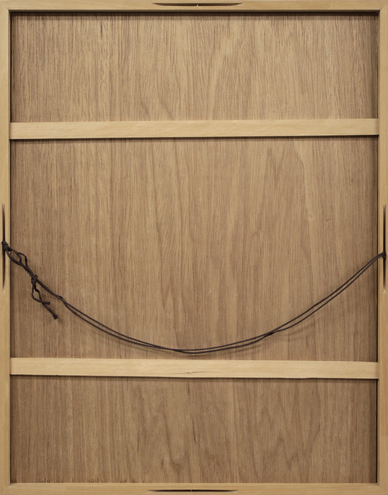 本田明二「アトリエのモデル」銅版画 額縁裏側画像