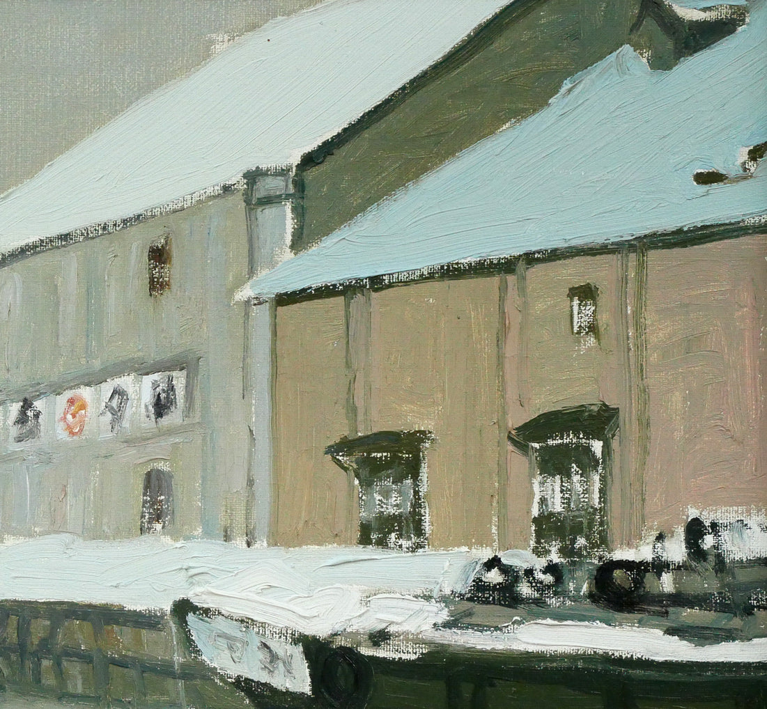 本間武男「小樽運河」油絵・F8号 拡大画像3